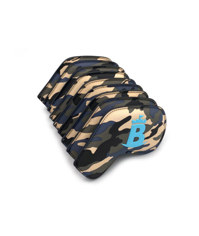 The 9-piece set Baron Meraki Iron Headcovers, Camouflage with Blue