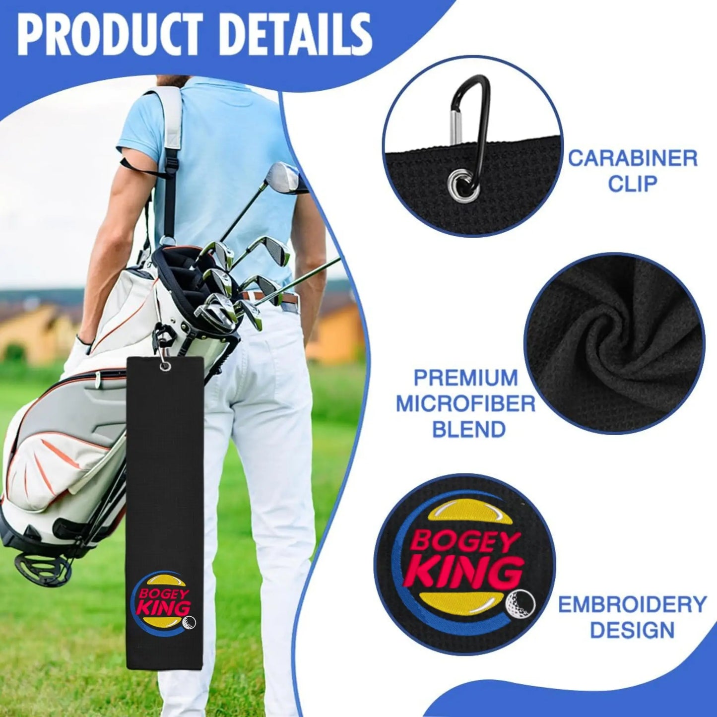 Funny Bogey King Microfiber Premium Golf Towel